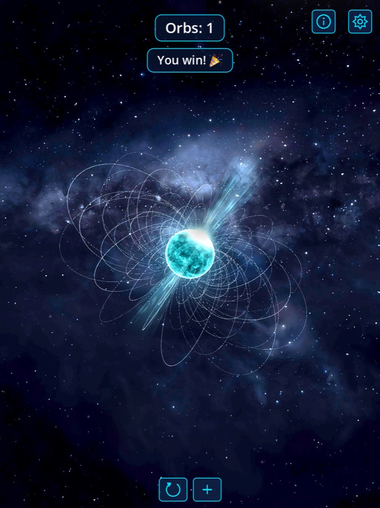 The Orbs win screen, a collapsing star bending the light around it.
